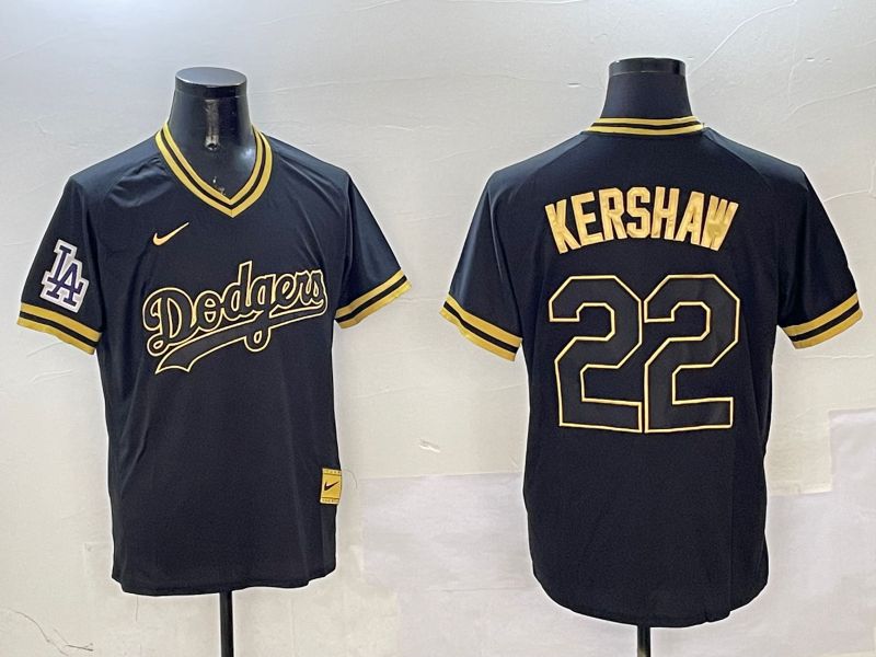Men Los Angeles Dodgers #22 Kershaw Black Gold Game 2025 Nike MLB Jersey style 3258
